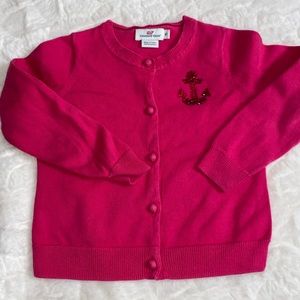 VINEYARD VINES ❤️🐳 Beautiful Girls Cardigan w/ Jeweled Anchor Size 4T NWT Pink